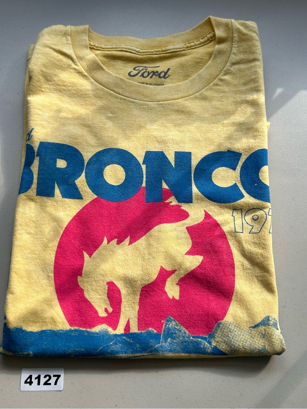 Ford Bronco Graphic T Shirt Mens L Yellow 100% Cotton Short Sleeve Crew Neck - Picture 6 of 6